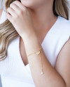 Pulseira Elos Pingente Coração Gato Ponto de Luz Cristal Banhado a Ouro 18K