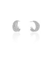 Brinco Argola Martelada Cravejada Cristal 1.5 cm Ródio Branco