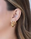 Brinco Argola Click Ondulada 1.7 cm Banhado a Ouro 18K
