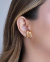 Ear Hook Filetes Lisos 2.0 cm Banhado a Ouro 18K