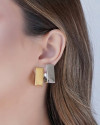 Brinco Argola Click Triangular Reta Lisa 2.4 cm Banhado a Ouro 18K