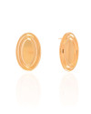Brinco Oval Liso Detalhado 3.0 cm Banhado a Ouro 18K