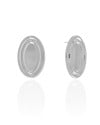 Brinco Oval Liso Detalhado 3.0 cm Ródio Branco