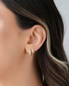 Brinco Argola Click Cravejada Cristal 1.0 cm Banhado a Ouro 18K