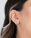 Brinco Argola Click Cravejada Cristal 1.3 cm Ródio Branco