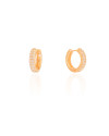 Brinco Argola Click Cravejada Cristal 1.4 cm Banhado a Ouro 18K