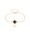 Pulseira Elos Trevo Preto Banhado a Ouro 18K