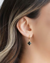 Brinco Argola Click Trevo Preto 2.6 cm Banhado a Ouro 18K