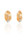 Brinco Oval Orgânico Pérola 2.5 cm Banhado a Ouro 18K