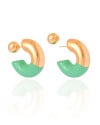 Brinco Argola Tubo Verde com Bola 3.0 cm Banho Dourado