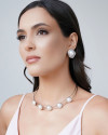 Conjunto Pérolas Aro Duplo Banho Branco