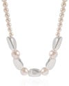 Gargantilha Orgânicos e Pérolas Ródio Branco - 40 cm