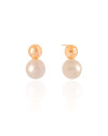 Brinco Bola Pontos de Luz Pérola 14 mm Banhado a Ouro 18K
