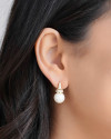 Brinco Cravejado Cristal Pérola 12 mm Banhado a Ouro 18K