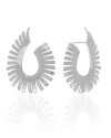 Brinco Gota Detalhada Cravejada Cristal 4.5 cm Ródio Branco