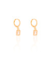 Brinco Argola Click Retângulo Cristal 2.3 cm Banhado a Ouro 18K