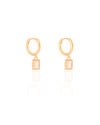 Brinco Argola Click Lisa Retângulo Cristal 2.3 cm Banhado a Ouro 18K
