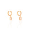 Brinco Argola Click Cravejado Cristal Retângulo 2.2 cm Banhado a Ouro 18K