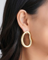 Brinco Orgânico Vazado Liso 4.9 cm Banhado a Ouro 18K