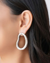 Brinco Orgânico Vazado Liso 4.9 cm Ródio Branco