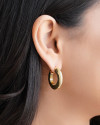 Brinco Argola Click Redonda Cravejada Cristal 2.6 cm Banhado a Ouro 18K