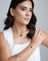 Choker Elos Trevo Preto 1.5 cm Ródio Branco