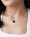 Choker Elos Trevo Preto 1.5 cm Ródio Branco