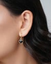 Brinco Argola Click Trevo Preto 2.8 cm Banhado a Ouro 18K