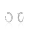 Brinco Oval Liso Vazado 2.4 cm Ródio Branco