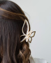 Presilha Borboleta Creme Banho Dourado