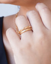 Anel Duplo Elos Tamanho 17 Banhado a Ouro 18K