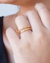 Anel Duplo Elos Tamanho 19 Banhado a Ouro 18K