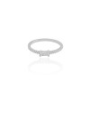 Anel Cravejado Baguete Cristal Tamanho 17 Ródio Branco