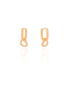 Brinco Argola Click Pingente Coração Cravejado Cristal 2.0 cm Banhado a Ouro 18K