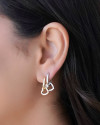 Brinco Argola Click Pingente Coração Cravejado Cristal 2.0 cm Banhado a Ouro 18K