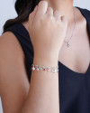 Pulseira Elos Conchas Estrelas Pontos de Luz Coloridos Ródio Branco
