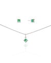 Conjunto Quadrado Turmalina 4 mm Ródio Branco