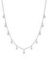 Gargantilha Elos Plaquinhas Pontos de Luz Cristal Ródio Branco - 40 cm