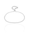Pulseira Riviera Cristal 2 mm Fecho Gravata Ródio Branco