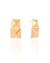 Brinco Quadrado Duplo Liso Banhado a Ouro 18K