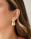 Brinco Quadrado Duplo Liso Banhado a Ouro 18K