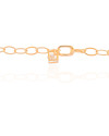 Gargantilha Gravata Elos Ovais Cubo Ponto de Luz Cristal Banhado a Ouro 18K - 45 cm