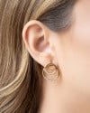 Ear Jacket Argola Dupla Cravejada Cristal Banhado a Ouro 18K