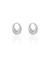 Brinco Argola Click Abaulada Lisa 1.6 cm Ródio Branco