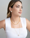 Gargantilha Longa Veneziana Pérola 16 mm Banhado a Ouro 18K - 60 cm