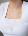 Gargantilha Longa Veneziana Pérola 16 mm Banhado a Ouro 18K - 60 cm