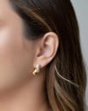 Ear Jacket Gota Lisa e Cravejada Cristal 2.2 cm Banhado a Ouro 18K