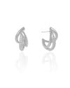 Brinco Argola Três Filetes Cravejado Cristal 2.4 cm Ródio Branco