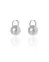 Brinco Argola Click Bola Lisa 2.4 cm Ródio Branco