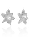 Brinco Flor Texturizada 3.7 cm Ródio Branco